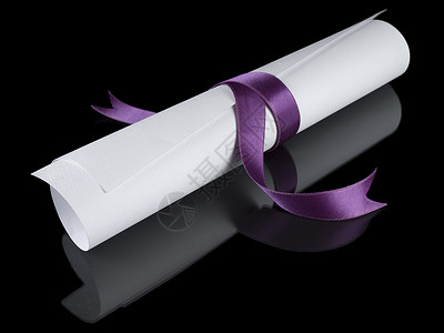 紫色彩带文凭学士学位仪式大学文档学士羊皮纸学习丝带证书硕士礼物高清图片素材