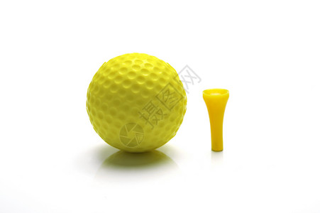高尔夫球球运动白色夫球球座黄色背景图片