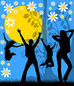 春夏的挂牌太阳季节性男人海报插图女士背景图片