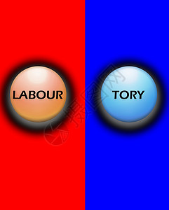 保守派或劳工劳动纽扣政治选举电气蓝色红色按钮背景图片