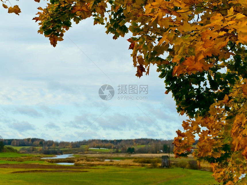 乡村地区秋季农村美化环境草地土地绿色天空场景场地国家图片