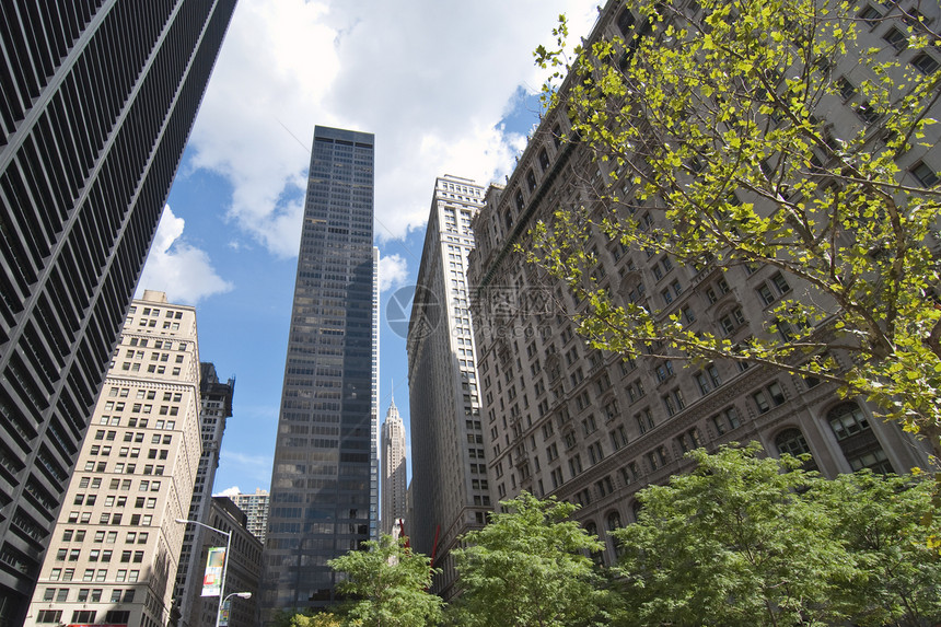 纽约市的摩天大楼公寓街道商业建筑学办公室办公楼金融天际景观摄影图片