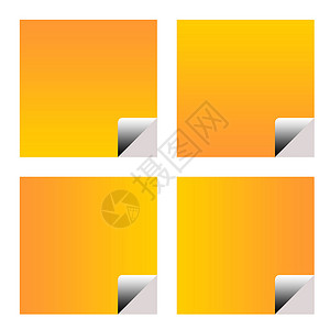 空白橙色商业贴纸角落边缘插图图形化正方形唱歌剥皮标签背景图片
