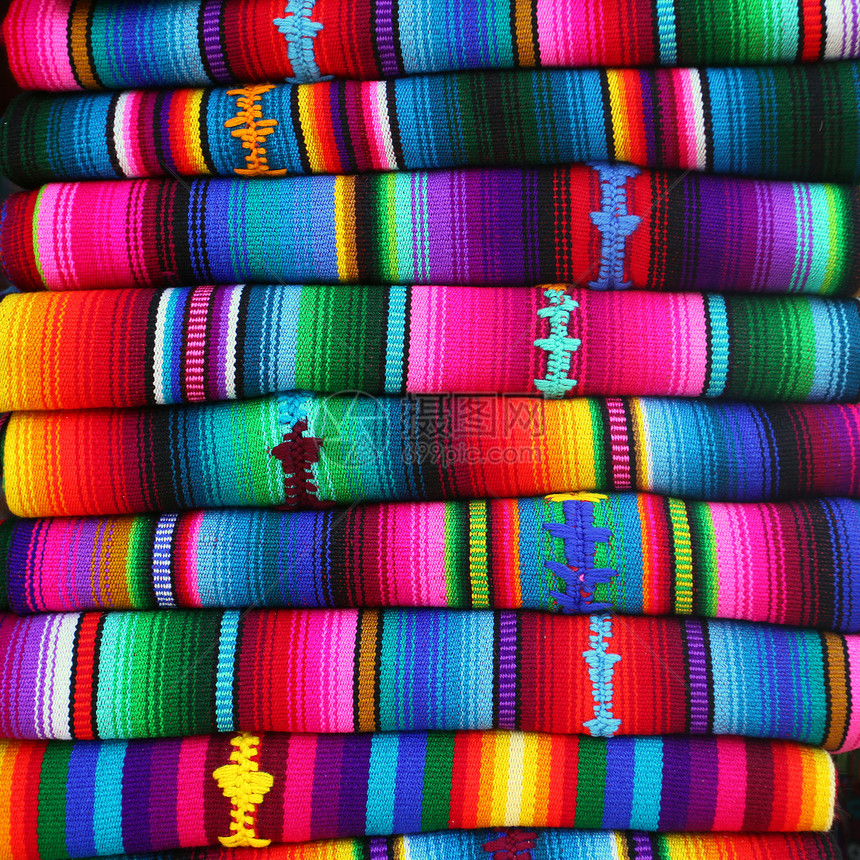 危地马拉毯子旅游衣服条纹材料工艺销售手工织物市场产品图片