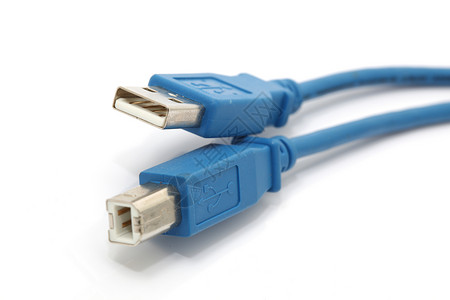 蓝色电缆金属连接器外设电脑技术宏观绳索插头硬件背景图片