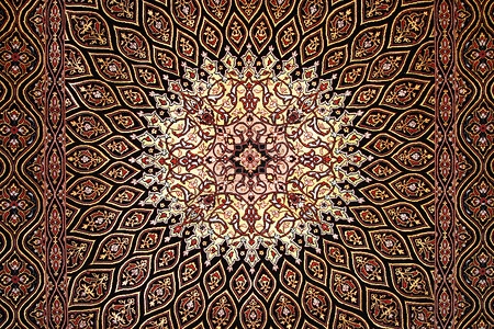 波斯地毯织物材料挂毯手工业装饰品地面编织手工地毯工艺背景图片