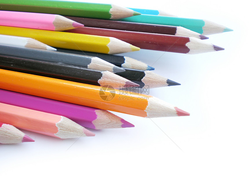 彩色铅笔圆形配件色调工具补给品闲暇爱好圆圈绘画静物图片