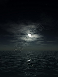 海洋与月球海景波浪月光天空多云月亮液体黑暗海浪背景图片