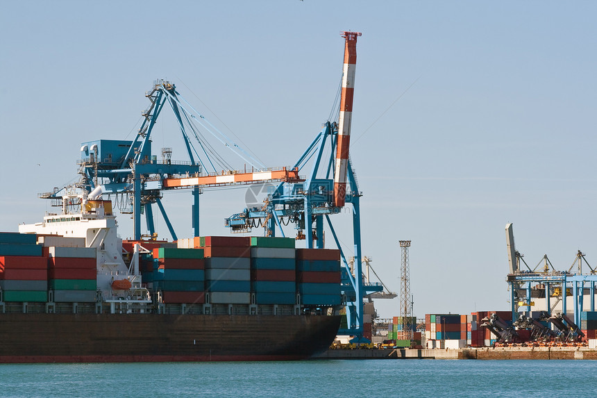 港口集装箱船舶货物货轮海洋进口后勤出口起重机血管船运运输图片