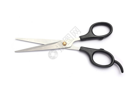 剪头发的剪刀刀具白色插条金属刀刃缝纫蓝色理发工具塑料背景图片