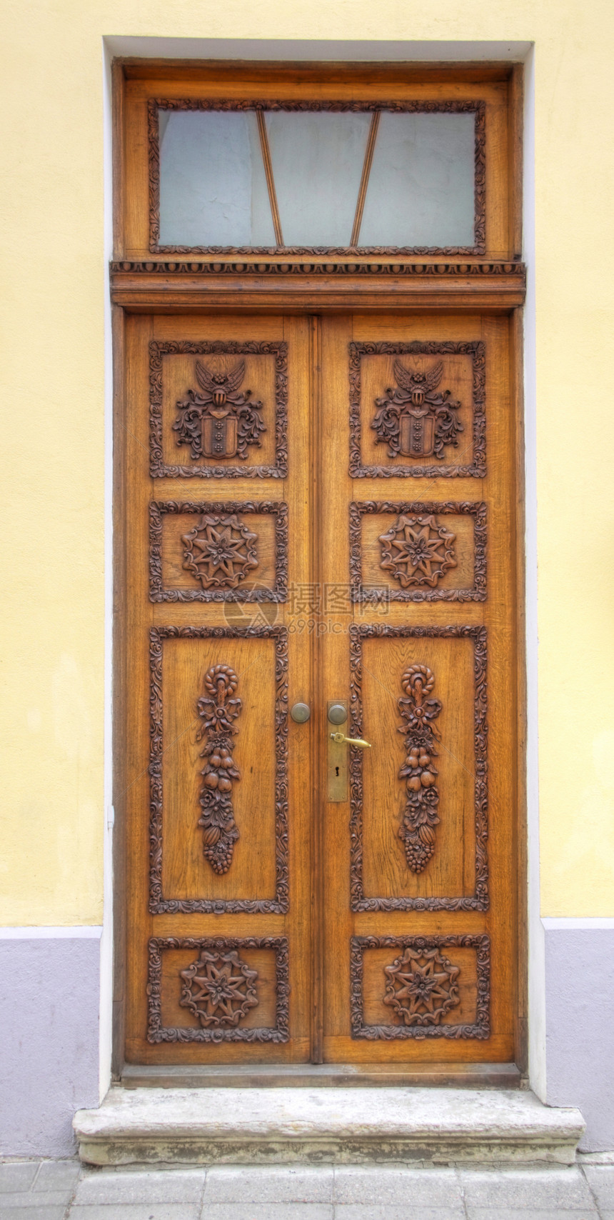 古董门风格装饰建筑学金属门把手建筑棕色木头历史入口图片