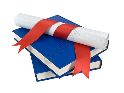 文凭和书籍证书蓝色文档学习公告羊皮纸成就学士文学大学成功高清图片素材