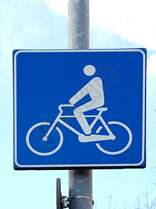自行车车道标志红色白色信号高清图片