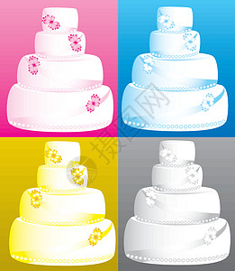 婚礼蛋糕食物甜点插图设计师面包载体蓝色庆祝花朵菠萝背景图片