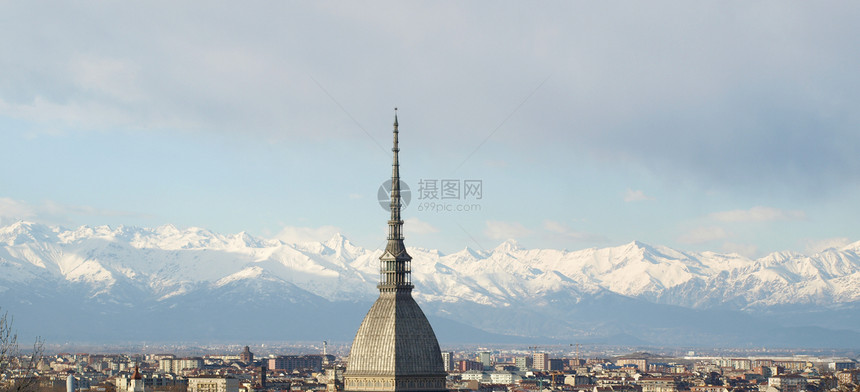 意大利都灵天际爬坡全景天线城市图片