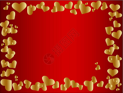 红色背景的矢量金色心框背景图片