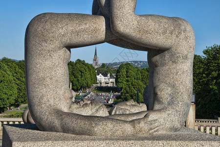 挪威奥斯陆公园雕刻图 挪威雕塑艺术历史石头地方宗教考古学建筑学雕像旅行背景图片