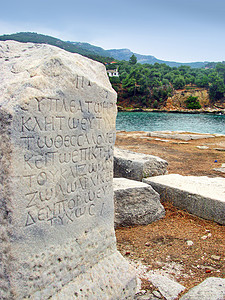 古希腊人在海上的废墟背景图片