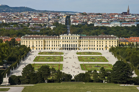 奥地利维也纳绿色建筑街道日光公园城市景观背景图片