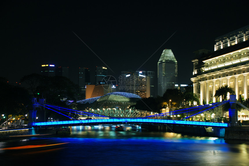 这座城市的桥城市旅行灯光反射蓝色景观场景图片