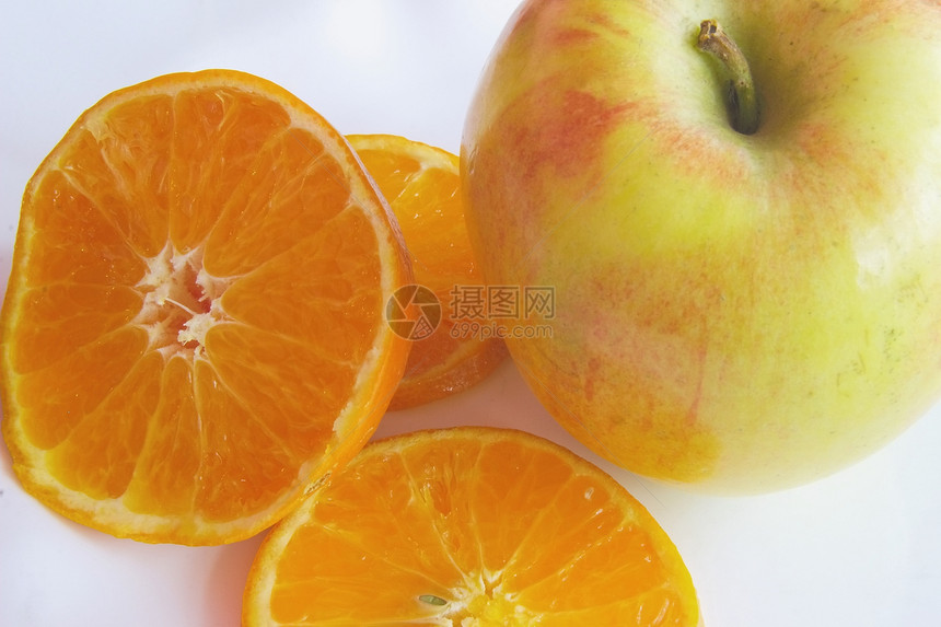 苹果和橙健康饮食绿色食物维生素白色红色营养饮食橙子图片