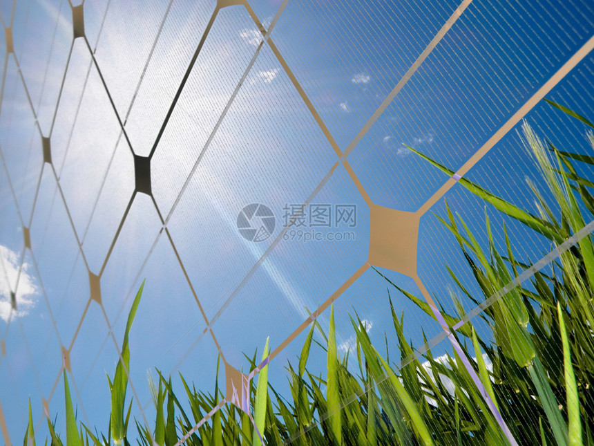 太阳能概念力量创新照片强光光子射线电池技术光伏太阳图片
