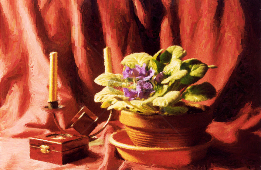 生命组织光栅蜡烛植物静物纹理艺术家橙子紫色插图绘画图片