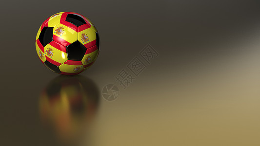 金金金属表面的光滑西班牙足球球高清图片