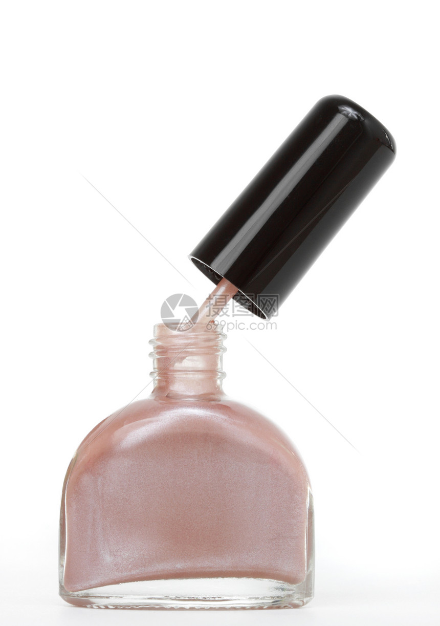 指甲油指甲褐色瓶子粉色女孩白色美甲搪瓷抛光图片