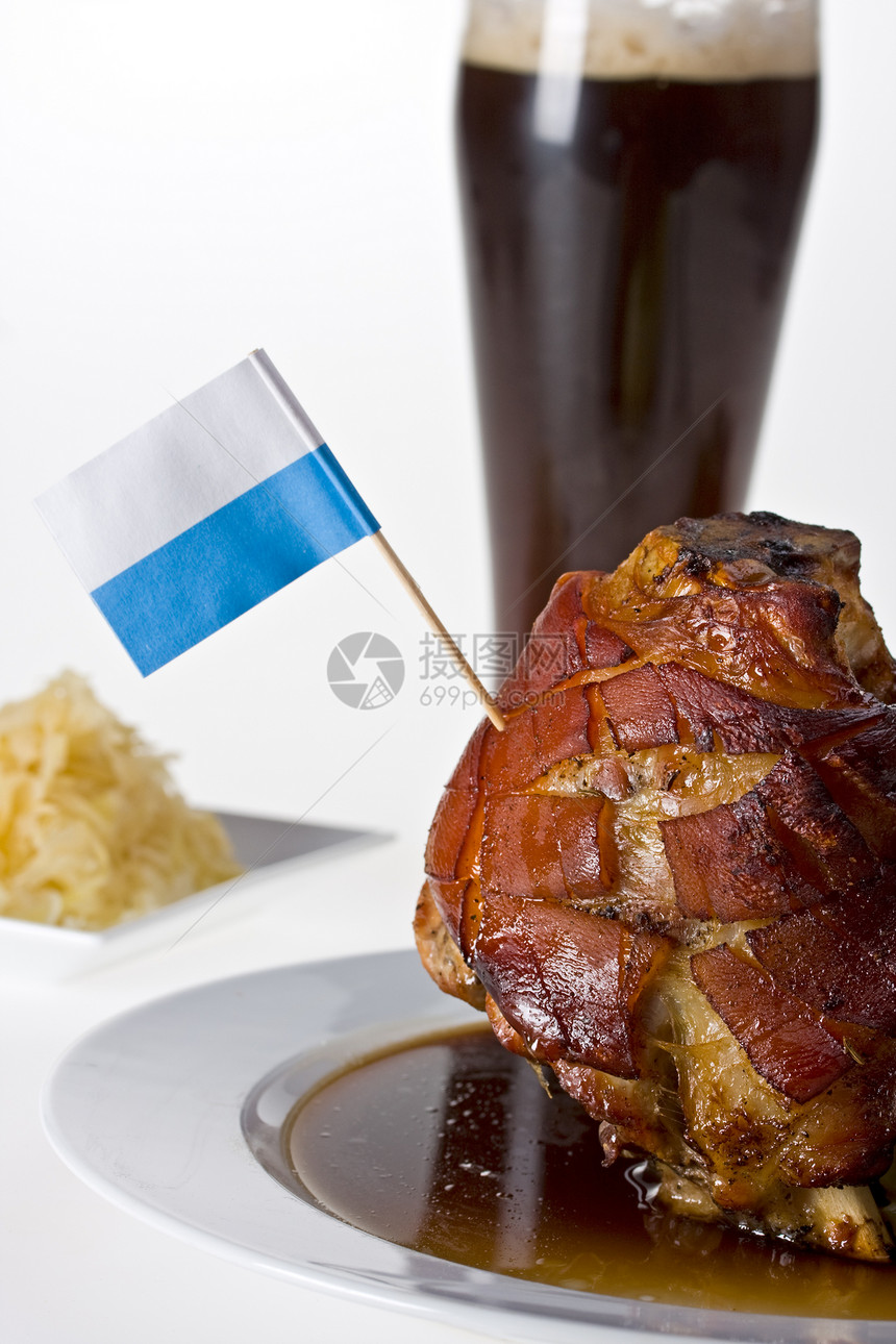 猪肉加马铃薯包子沙拉美食啤酒皮肤传统盘子小麦餐厅旗帜肉汁图片