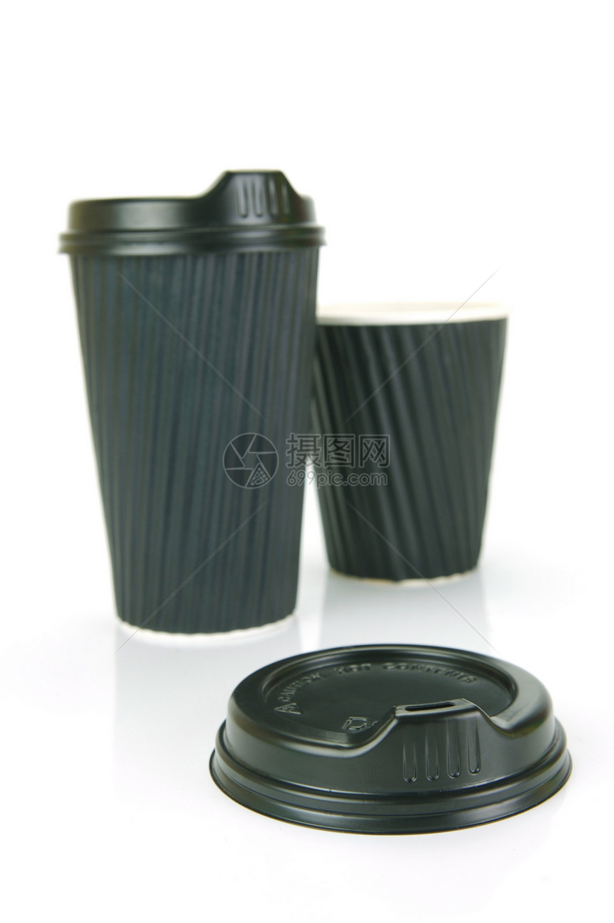 咖啡杯白色咖啡杯子绝缘黑色盖子拿铁图片