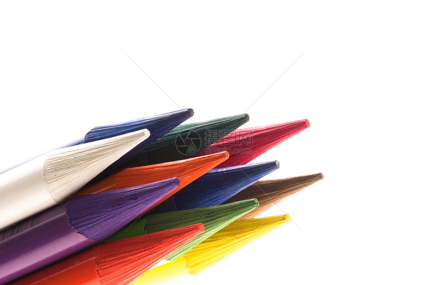 收藏彩色铅笔孩子们绘画乐器调色板木头窗饰团体光谱幼儿园孩子图片