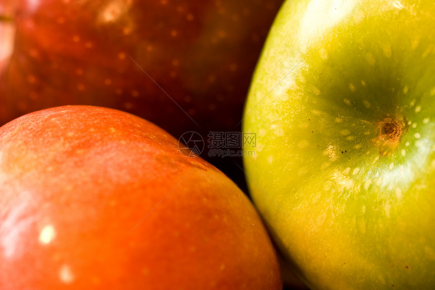 苹果农业营养红色气泡水滴小吃食物绿色宏观图片