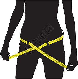 福利来袭斯利姆磁带重量成人女孩损失女性建造腰部仪表福利插画