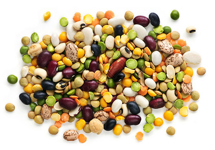 干豆和豌豆营养主食食物豆类蔬菜海军混合物花斑紫色高清图片