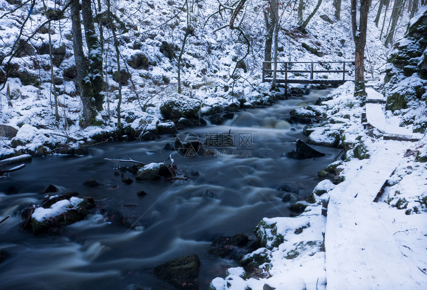 冬季流蓝色季节运动荒野冻结风景公园寒意流动溪流图片