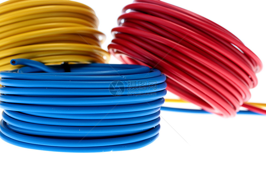 电线力量纤维网络电气活力技术电缆蓝色金属红色图片