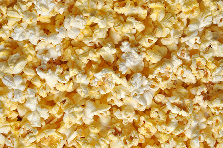 爆米花背景盐渍黄油剧院黄色娱乐电影小吃食物展示背景图片