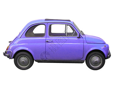 车蓝色Fiat 500车粉色力量汽车白色蓝色紫色背景