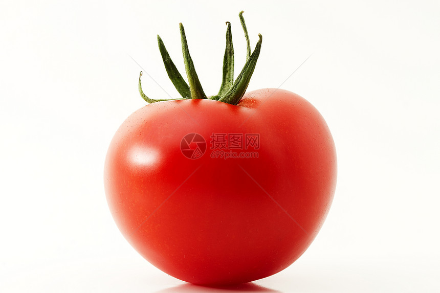 一个红番茄红色白色绿色水果健康西红柿蔬菜沙拉食物图片