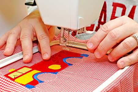 缝线黄色红色十字绣爱好棉布绳索织物缝纫机工艺筒管背景图片