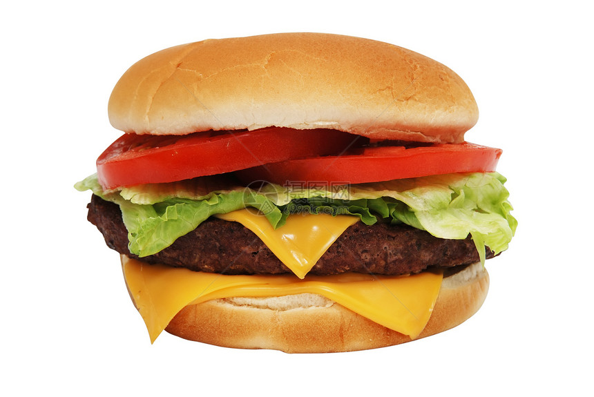 孤立的芝士汉堡包子小路面包小吃饮食脂肪食物牛肉育肥白色图片