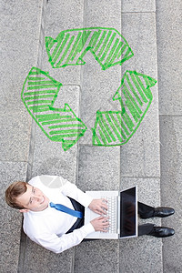 商务人士插图环境回收活力投资摄影绿色背景图片