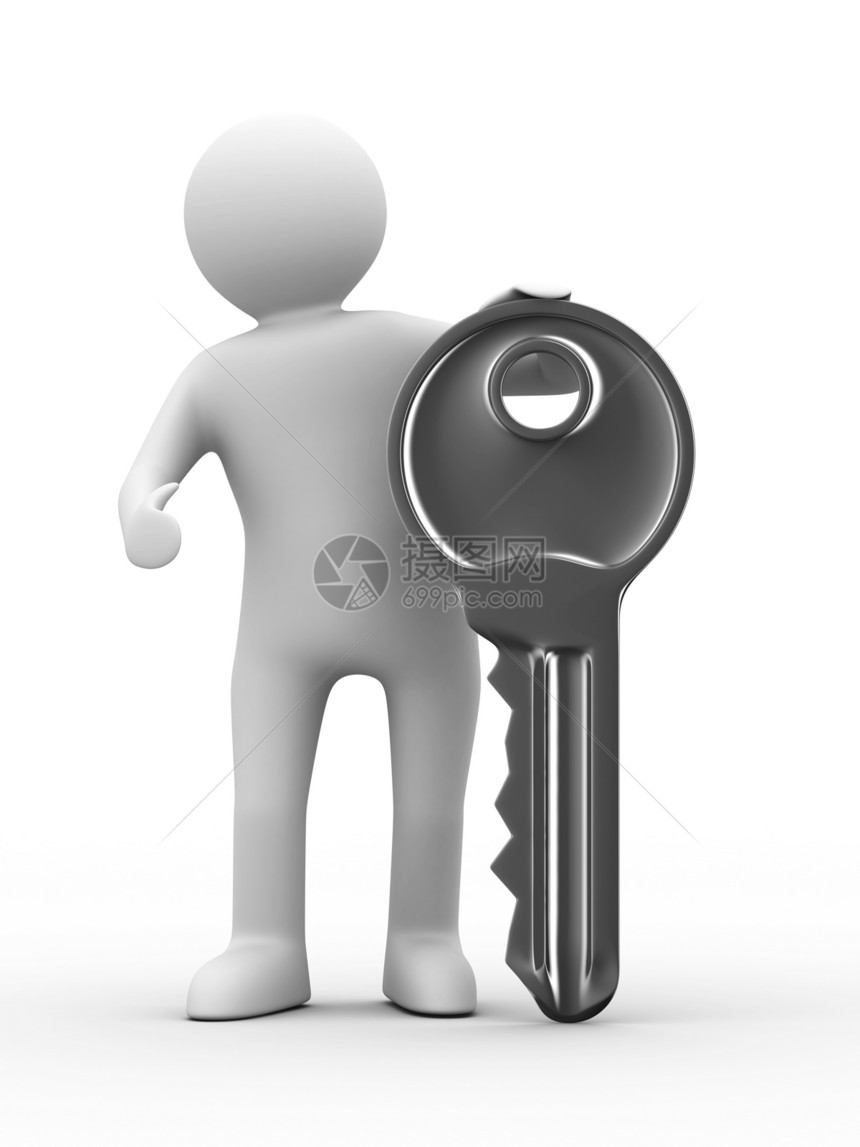 白色背景的 3D 图像经纪人防御男人闩锁保护插图挂锁保障安全金属图片