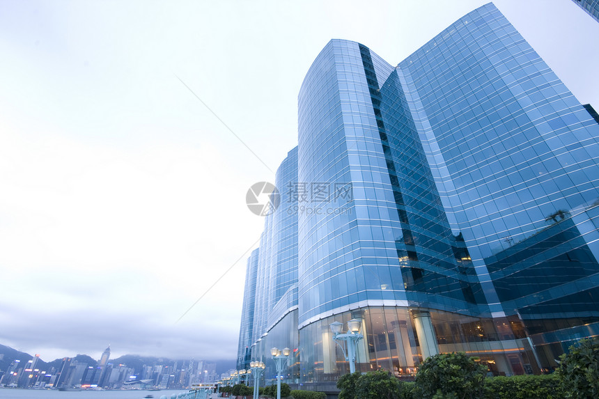 香港现代大楼的现代化建筑摩天大楼天空玻璃城市蓝色景观办公室建筑学图片