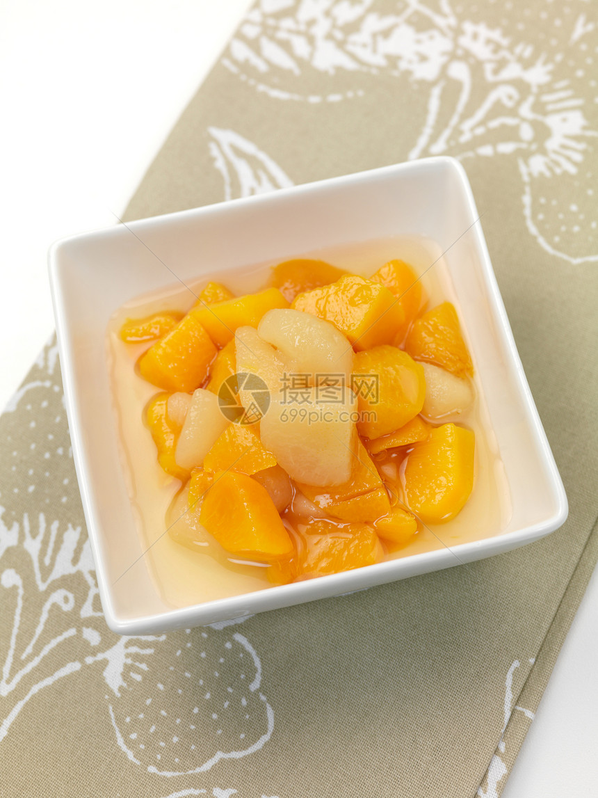 桃子和梨梨沙拉沙漠糖果糖浆水果果汁图片