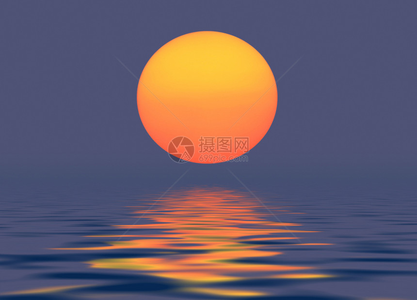 太阳傍晚橙子海洋牧歌全景日落反射波浪墙纸紫色图片