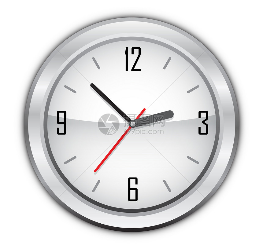 时钟矢量插图拨号小时反射滴答速度时间金属办公室收音机指针图片