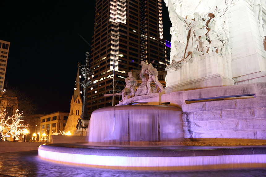 城市不喷泉照明石头商业纪念碑地标反射灯光图片