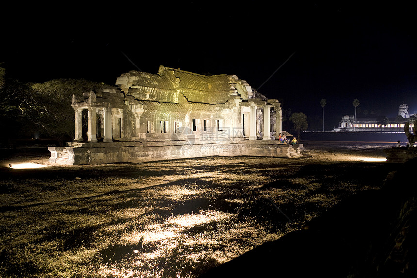 夜间吴哥花图书馆王国建筑物宽慰建筑收获废墟纪念碑佛教徒建筑学地标图片